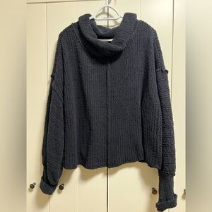 Free People Chunky Black Cowl Neck Sweater